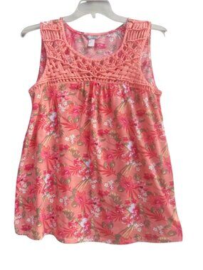 White Stag floral macrame sleeveless knit top sz 20 XXL